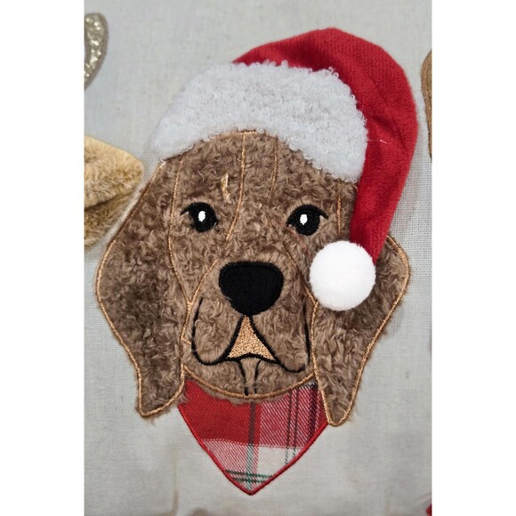 Christmas Dogs Throw Pillow, Santa Hats, Plaid Scarves, 12x18", NWT - Picture 4 of 6